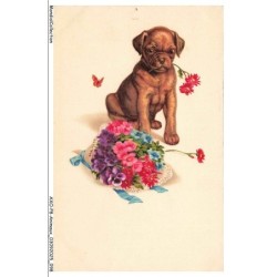 AXOP8-0905-ANIMAUX - Chien petit brabançon - Fleurs