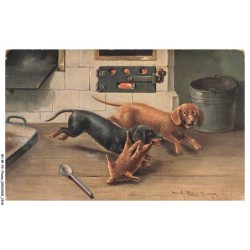 BY-BFP2-1045-CHIEN - DEUX CHIENS DANS UNE CUISINE - TECKEL