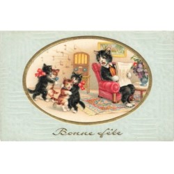CHATS -MK43664 BONNE FETE CHATS QUI DANSE JUKE BOX JOURNAL PITTIUS