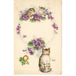 CHATS AD-MK212 CHATS FLEURS FER A CHEVAL