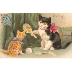CHATS AD-MK201 AMITIES DEUX CHATS ET MIROIR PEIGNE