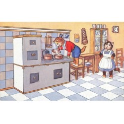 CHAT -35280 CHATS CAT KATZE CHATS HUMANISES DANS LA CUISINE