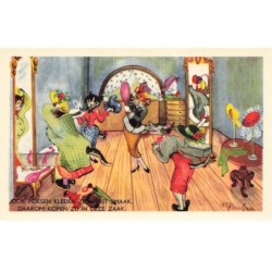 CHAT -35277 CHATS CAT KATZE GROUPE DE CHATS HUMANISES OOK POESEN KLEDEN CHAPELLIER CHAPEAUX
