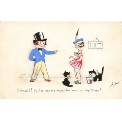 CHATS -MK40184 ENFANTS VETEMENTS HAUT DE FORME CHAPEAUX CHATS NOIRS CONFITURE