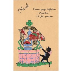 CHATS -MK40178 1ER AVRIL CHAT UN PUIT SAUT POISSONS
