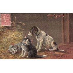 CHATS -MK43608 UN CHIEN ET DEUX CHATS