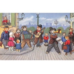 CHATS -MK40191 CHATS HUMANISER GROUPE DE CHATS MUSICIENS ACCORDEON TROMPETTE