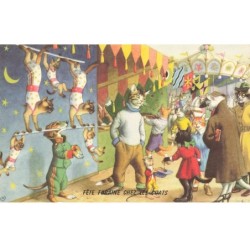 CHATS -MK40194 FETE FORAINE CHEZ LES CHATS HABILLE ACROBATES CHIEN