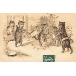 CHATS -MK43675 CHATS QUI JOUENT A LA CORDE A SAUTER