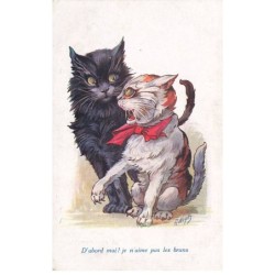CHAT NOIR -FG35011 CAT BLACK KATZE TIGRE JE N AIME PAS LES BRUN PAR WUTYS