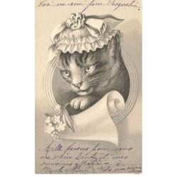 CHATS -MK46060 CHAT CHAPEAU FLEUR