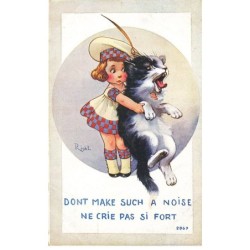 CHATS -MK41524 PETITE FILLE AVEC UN CHAT DANS SES BRAS PAR ILLUSTRATEUR RIGHT