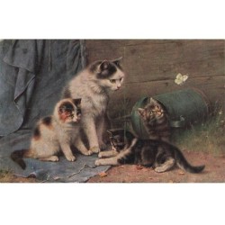 CHATS -MK41536 CHATS POUBELLE PAPILLON