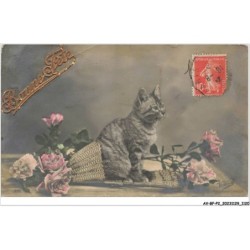 AV-BFP2-0747 - ANIMAUX - Chat - Bonne Fête - Chat près de roses