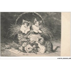 AV-BFP2-0761 - ANIMAUX - Chats dans un panier rempli de fleurs