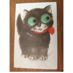 CHAT CAT -FG49222 GROS YEUX QUI BOUGENT CARTE A SYSTEME AJOUTIS