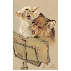 CHATS -MK46755 DEUX CHATS CHANTEURS