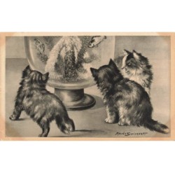 CHATS -MK40149 CHATONS BOULE A NEIGE PAR ILLUSTRATEUR MAUDE SCRIVENER