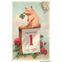 BK-BFP1-0489-ANIMAUX - Cochon - Janvier - bonne annee - trefle