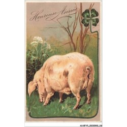 AS-BFP1-0059 - Animaux - Cochon - Heureuse année - Carte gaufrée