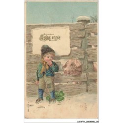 AS-BFP1-0069 - Animaux - Cochon - Bonne année - Carte gaufrée