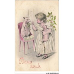 AS-BFP1-0073 - Animaux - Cochon - Bonne année - Fillette