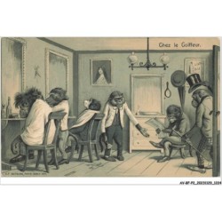 AV-BFP2-0799 - ANIMAUX - Singes humanisés - Chez le coiffeur - Carte Gaufrée