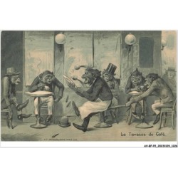 AV-BFP2-0800 - ANIMAUX - Singes humanisés - La terasse de café - Carte Gaufrée
