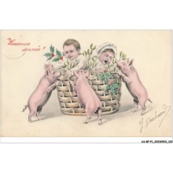 AS-BFP1-0062 - Animaux - Cochon et Bébés - Heureuse année
