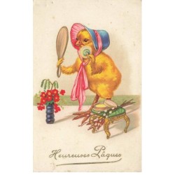 OISEAUX -MK46734 POUSSIN HUMANISE CHAPEAU MIROIR