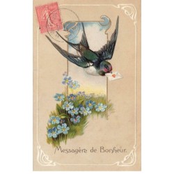 OISEAUX -MK44408 HIRONDELLE ENVELOPPE MESSAGERE DE BONHEUR