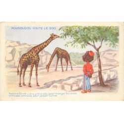 ANIMAUX -SAN47240 GIRAFES ROUDOUDOU VISITE LE ZOO MADAME GIRAFE A UN GRAND COU POUR MANGER DES BANANES