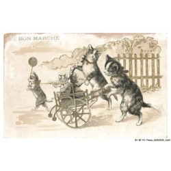 BY-BFP2-1118-CHAT - AU BON MARCHE - CHAT - CHATONS ET CHARETTE
