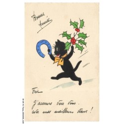 BY-BFP2-1101-CHAT - BONNE ANNEE - FRIC - J'ACCOURS VERS VOUS AVEC MES MEILLEURS VOEUX