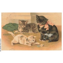 BY-BFP2-1106-CHAT - TROIS CHATS AVEC FIL DE LAINE
