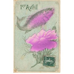 POISSONS AB-MK325 1 ER AVRIL POISSON ET FLEUR VIOLETTES