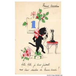BY-BFP2-1096-CHAT - CHAT RENE - BONNE ANNEE - 1er JANVIER - ALLO-ALLO JE VOUS PRESENTE MES VOEUX SINCERES DE BONNE ANNEE