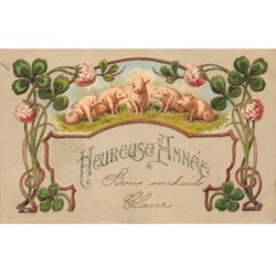 COCHONS -MK41585 HEUREUSE ANNEE COCHONS TREFLES