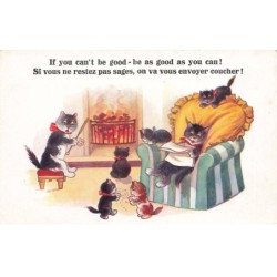 CHATS NOIRS -MK33259 CAT BLACK KATZEN SI VOUS NE RESTEZ PAS SAGES ON VA VOUS ENVOYER COUCHER