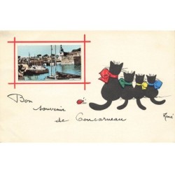 CHATS CHAT -FG35139 CAT KATZE CHATS NOIRS SOUVENIR DE CONCARNEAU PAR RENE