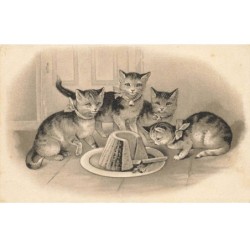 CHAT -35218 CHATS CAT KATZE GROUPE DE CHATS AUTOUR D UN GATEAU