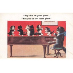 CHATS NOIRS -32382 CAT BLACK KATZEN TRY THIS ON YOUR PIANO CHAT PIANISTE ET CHATONS DANSANT