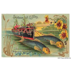 BK-BFP1-0385-ANIMAUX - Souvenir du 1er Avril - Poisson - fleurs