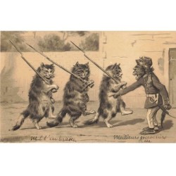 CHAT CHATS -FG38017 CAT KATZE HUMANISE MILITAIRES ET SINGE COMMANDANT GAUFREE