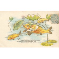 POISSONS -MK52833 POISSONS PARAPLUIE BALLON PLANTE AQUATIQUE GAUFREE DORURE