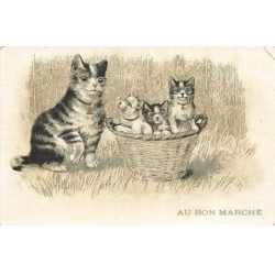 CHATS AI-DC943 CHAT ET CHATONS DANS UNE CORBEILLE PUB AU BON MARCHE PARIS