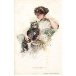 CHATS AC-MK957 LEISURE MOMENTS FEMME ET CHAT NOIR