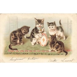 CHATS AC-MK948 CHATS AVEC UNE ASSIETTE COLLIER CLOCHETTE