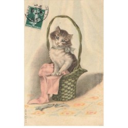 CHATS AC-MK924 CHAT AU RUBAN DANS UN PANIER
