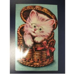 CHAT CAT -FG54440 CHATON DANS PANIER CARTE A SYSTEME MUSICAL + YEUX
